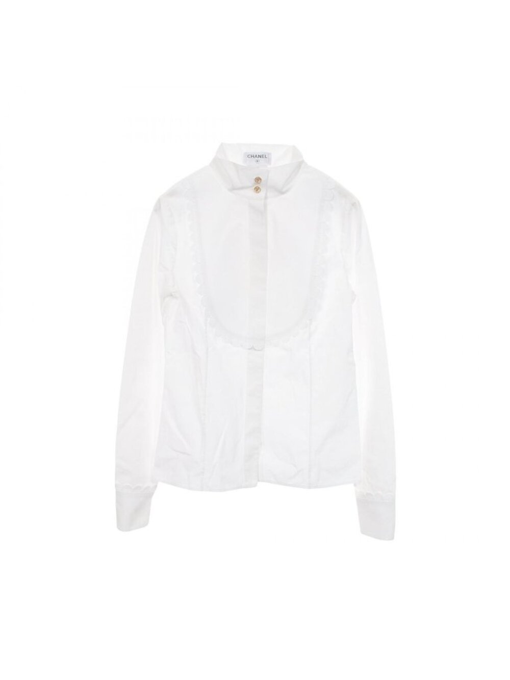 Chanel Frill Blouse Cotton Shirt